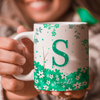 Caneca Brilhante Floral Verde Personalizada Nome