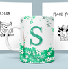 Caneca Brilhante Floral Verde Personalizada Nome